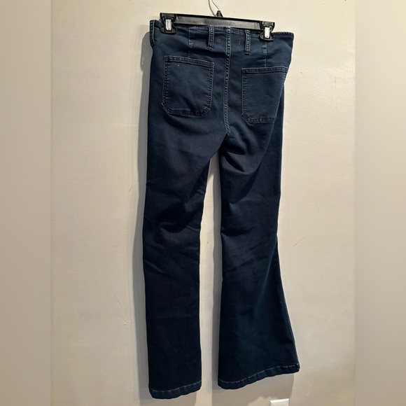 Free People Dark Blue Flare Jeans size 29 pull-on clean simple neutral basic - Picture 5 of 16